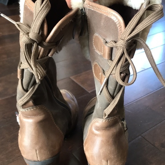 PAJAR Couture Collection Fur Trimmed Suede & Leather Heeled Boots Size 7.5 - Picture 3 of 13